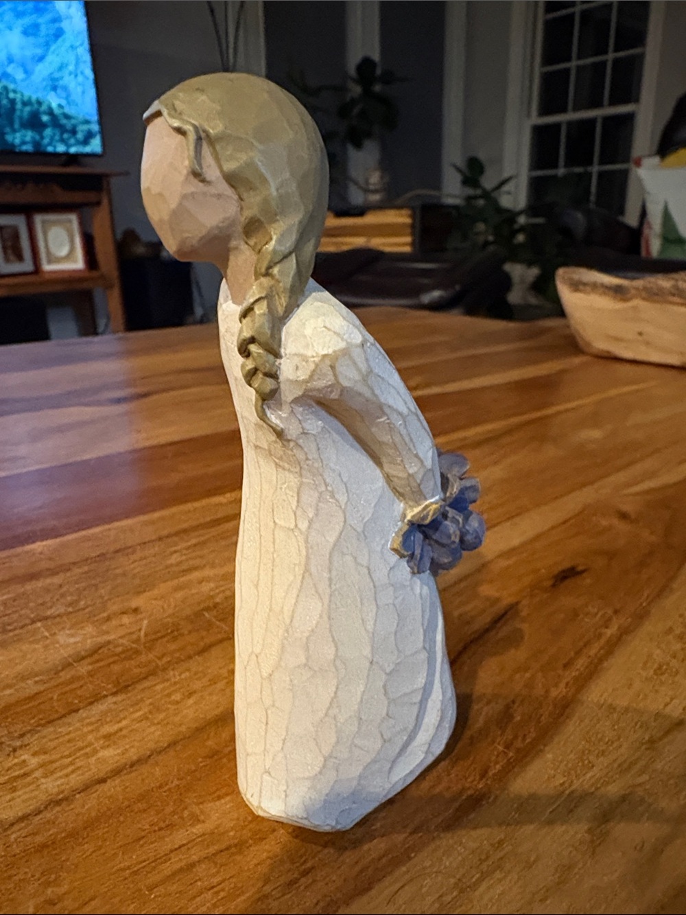 Retired! WILLOW TREE Girl Figurine with Blue Flowers from 2002